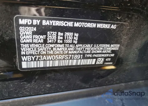 2024 BMW I4 Edrive 40 z USA, uszkodzony, nr VIN WBY73AW05RFS71891